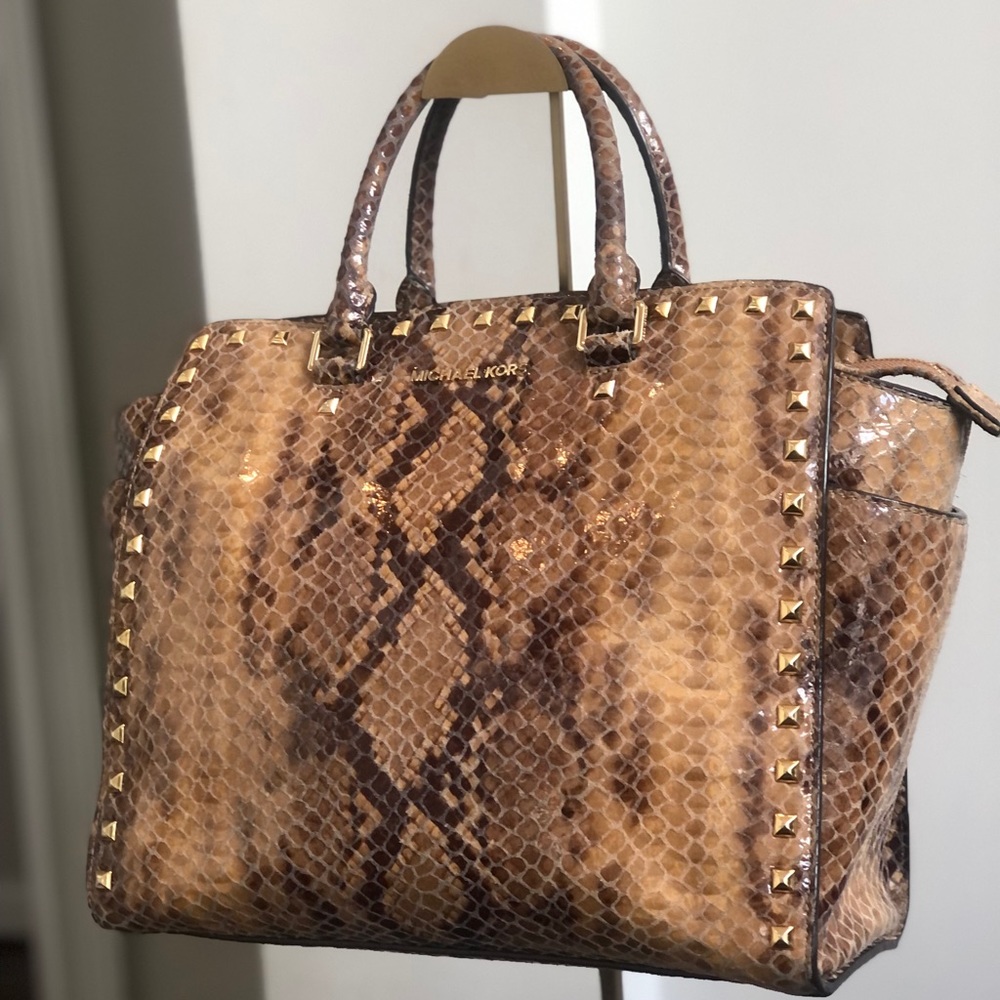 Michael Kors Selma Stud Sand Python Bag Missing S… - image 1